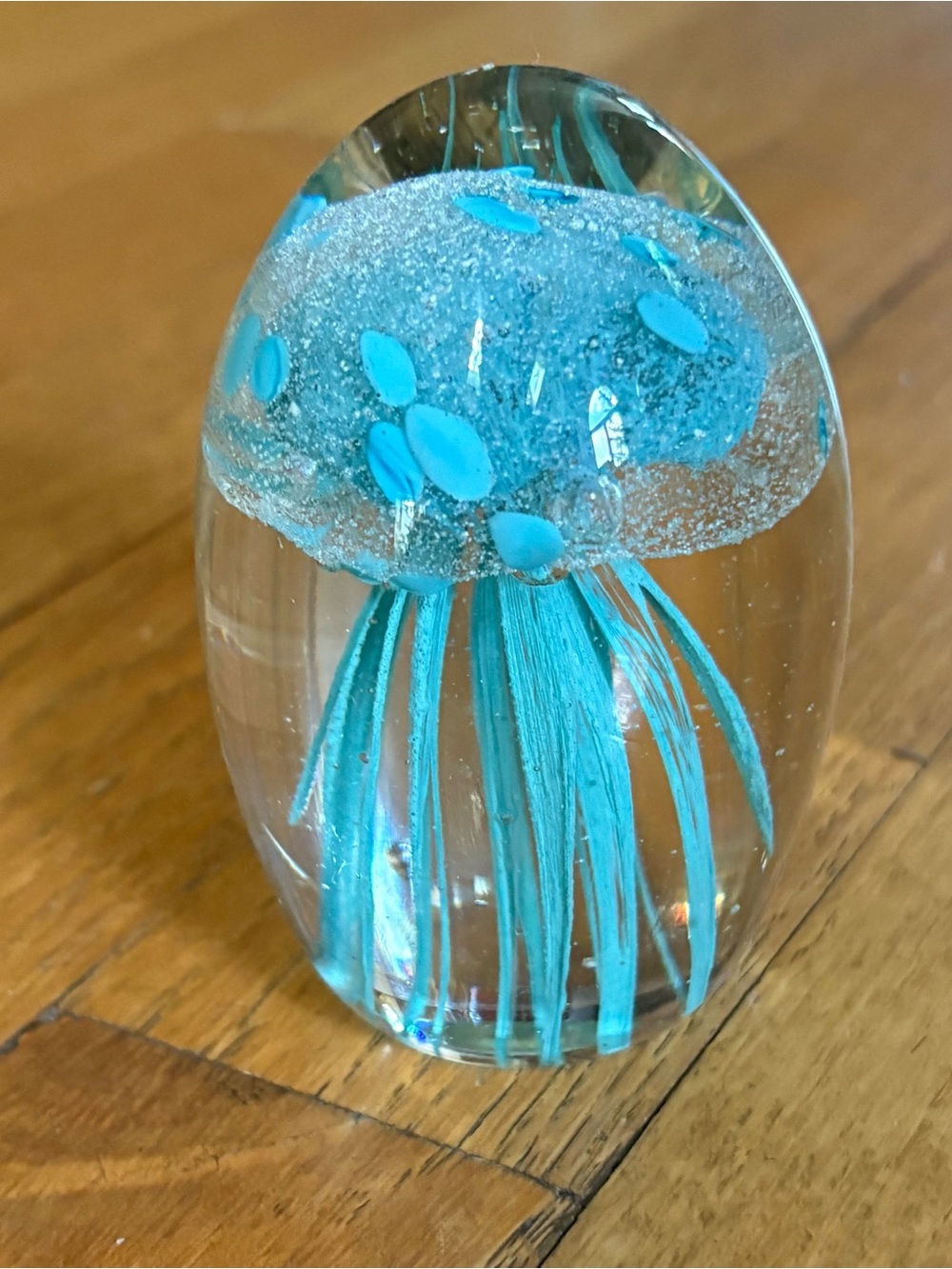 Glass Jellyfish Paperweight Glows In Dark